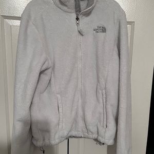 White fluffy North Face jacket